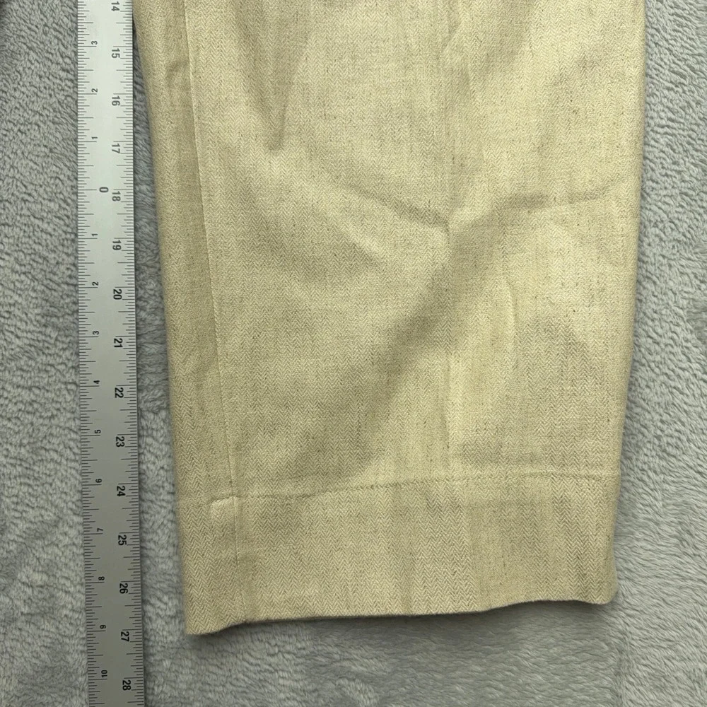 Banana Republic Pants Womens XXL Beige Tapered High-Rise Linen Blend Herringbone